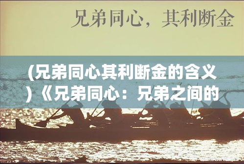 (兄弟同心其利断金的含义) 《兄弟同心：兄弟之间的支持与互助对家庭和谐的深远影响》——探索兄弟间的深厚情谊如何塑造幸福家庭